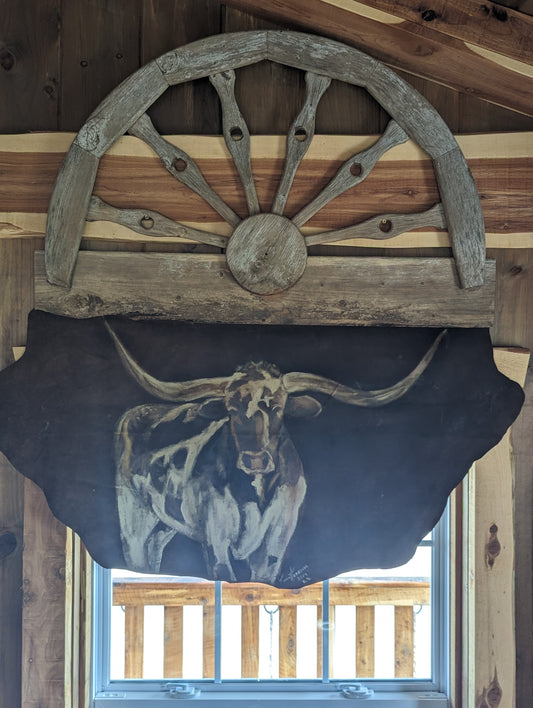 Longhorn on the Wagon Wheel