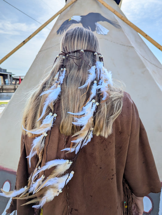 Indian Hair Feathers - White and Tan