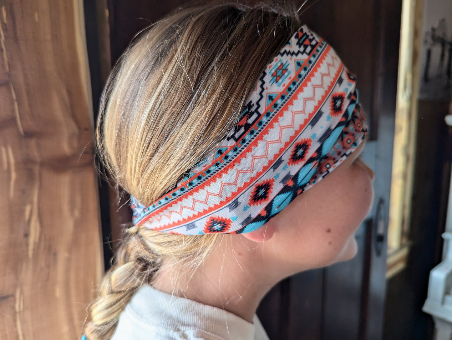 Indian Working Out Head Band - Teal and Orange