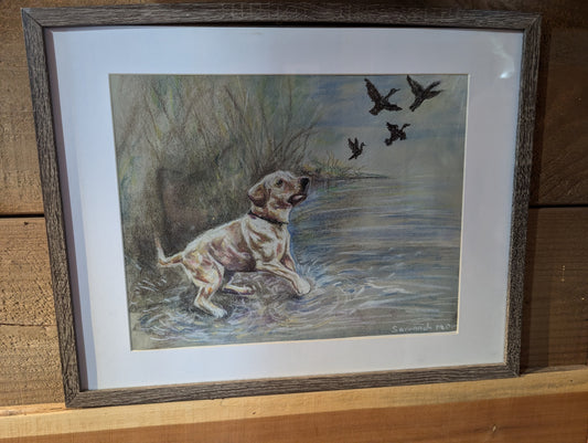 Ready to Retrieve: Yellow Lab in Soft Pastels